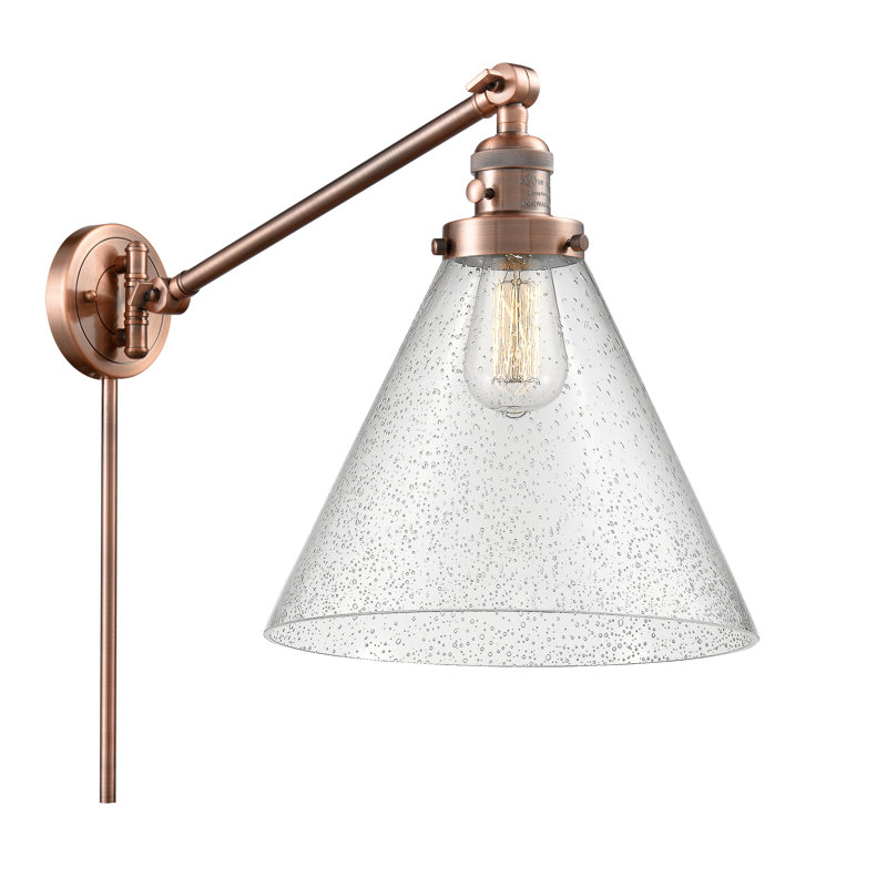 Lampe murale avec bras pivotant 1 lumière Cone, Grainé, Cuivre antique, Ampoule à DEL rétro de 3,5 W