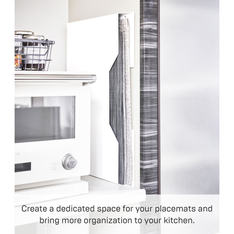 Slim White Magnetic Steel Placemat Organizer