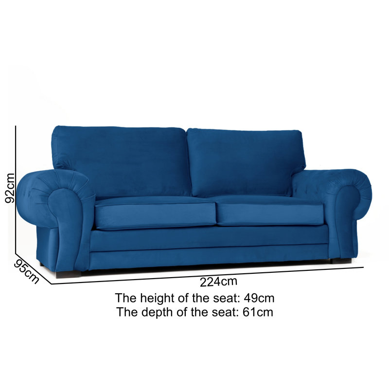 Fonda 3 Seater Velvet Sofa, Marine
