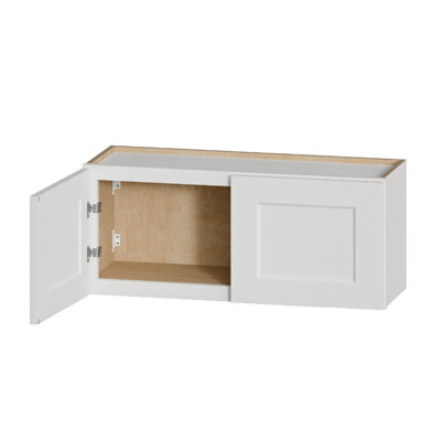Petite armoire murale en bois massif - l 36 po x P 12 po x H 15 po, peinte en blanc, prête à assembler