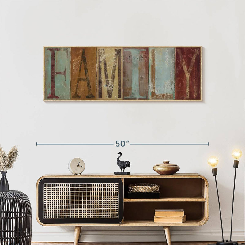 Plaque murale familiale, 46 po x 16 po, Cadre flottant en bois naturel