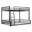 Structure de lit superposé double au-dessus de grand lit double avec échelle et garde-corps de sécurité, noir, facile à assembler-1958003969