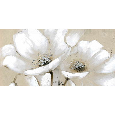 White abstract wild flowers - 15.75"x31.50" Desk mat