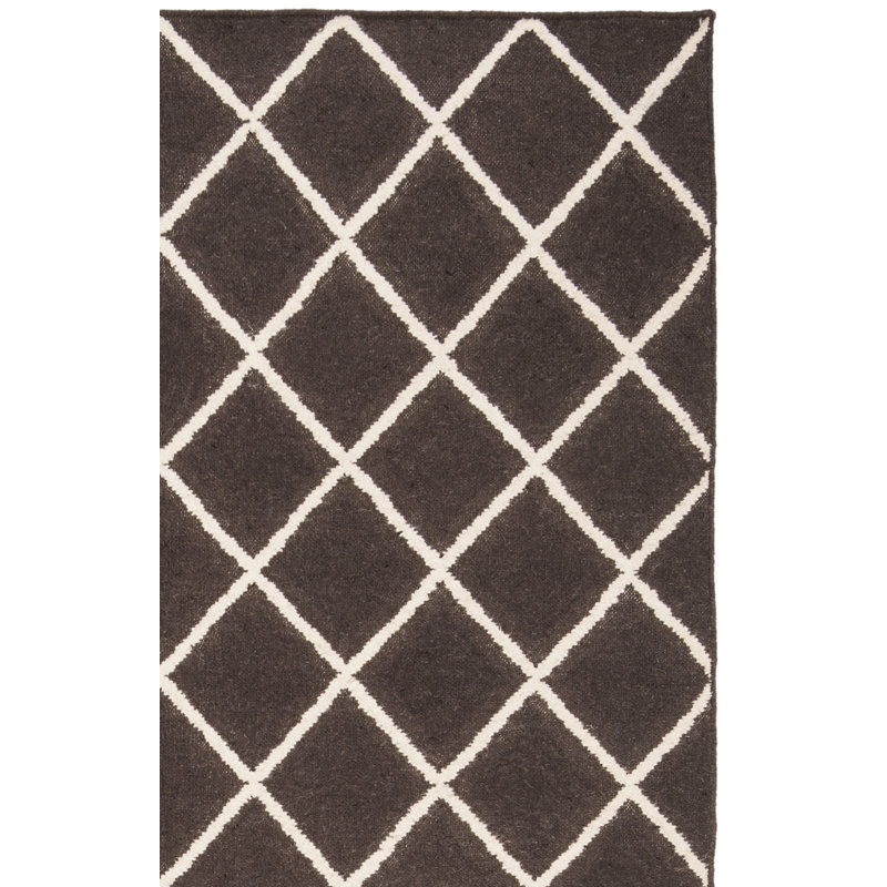 Mccall Hand Woven Flat Weave Wool/Cotton Geometric Rug in Brown/Ivory, Rectangle 3' x 5'