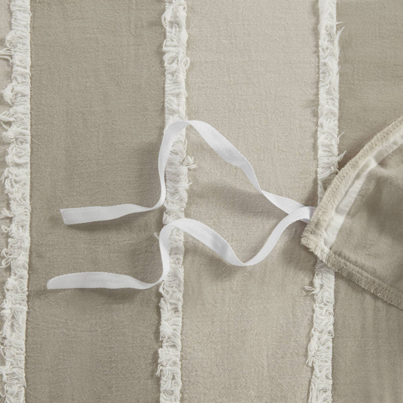 Ensemble de housse de couette en coton 3 pièces Shay, Housse de couette double / grand + 2 taies décora, Taupe