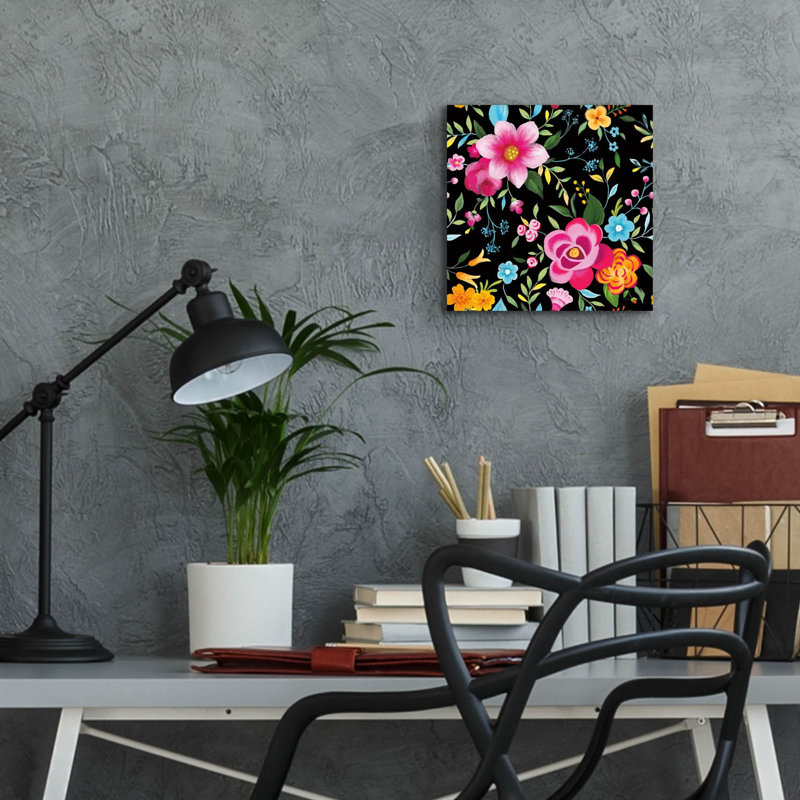 «Dia De Los Muertos Motif Vib» par Danhui Nai, art mural en verre acrylique, 12 po x 12 po, H 12 po x l 12 po x P 0,13 po