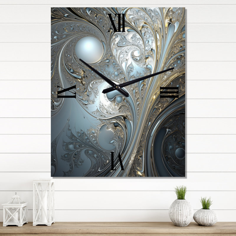 Horloge murale mystérieuse en bleu mystérieux et I - Fractals, Petit