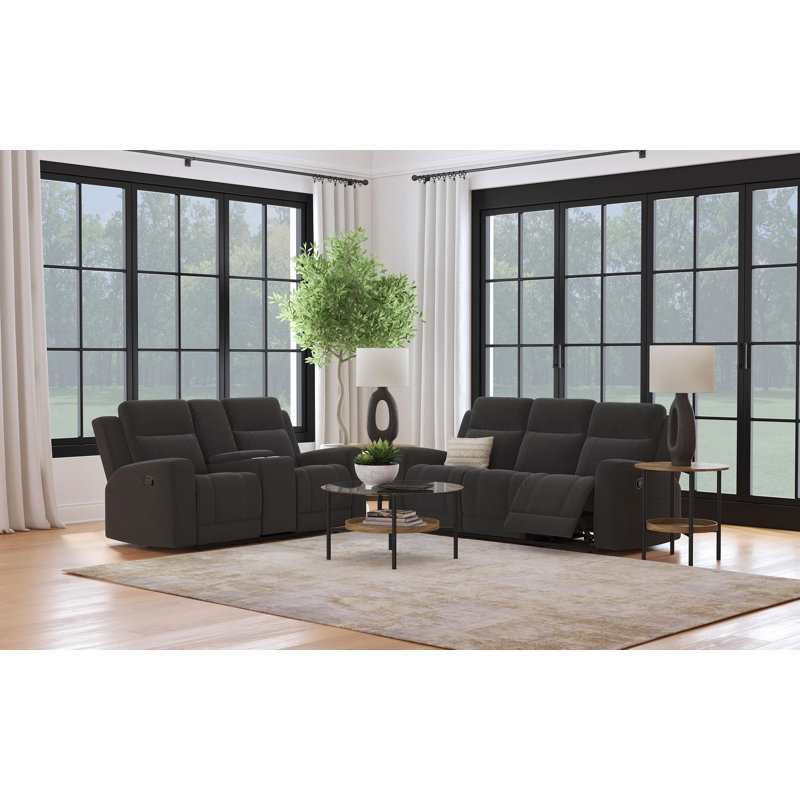 Ensemble de canapés inclinables 2 pièces Roddy, Gris, 2 Pieces: Sofa, Loveseat 