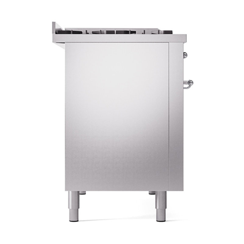Cuisinière ILVE Nostalgie II Series 48 po à double combustible avec 8 brûleurs scellés et plaque de cuisson (gaz naturel, porte pleine)