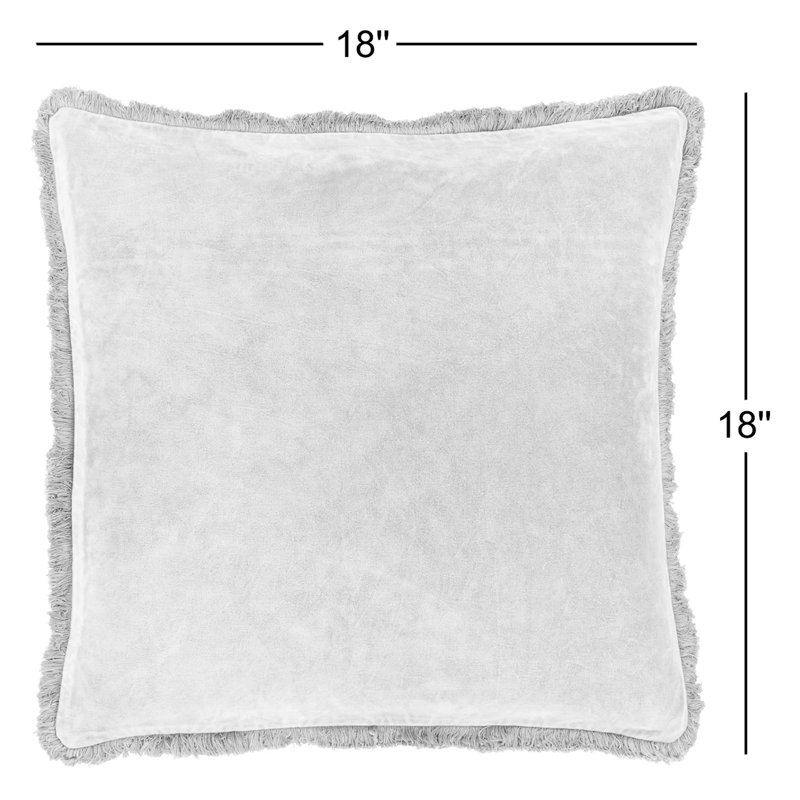 Steph Fringed Cotton Throw Pillow, Denim, Polyester/Polyfill, 18" x 18"