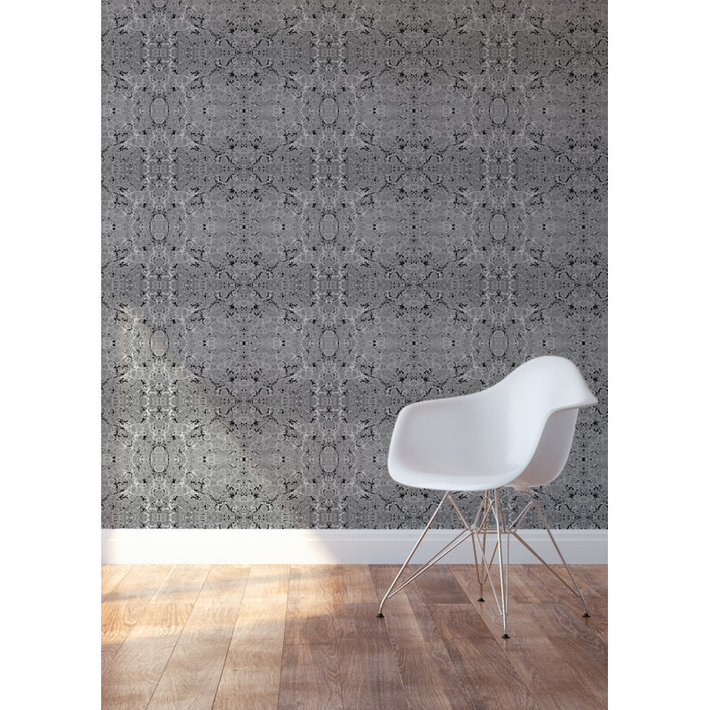 Abra Steel Kaleidoscope 10' L x 24" W Wallpaper Tile, Self-adhesive, PVC