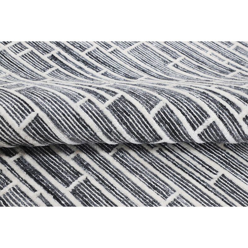 Geometric Area Rug in Ivory/Black, Rectangle 10' x 14'