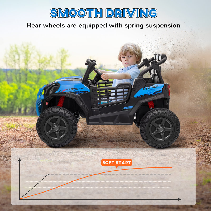 Blue 24V 2-Seater Ride-On Off-Road Toy Truck