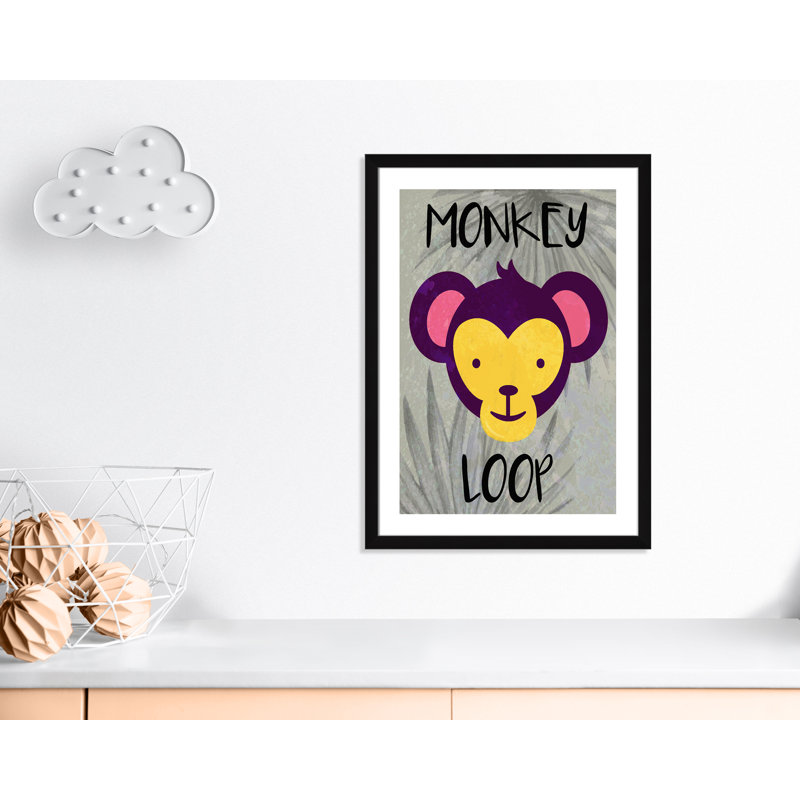 «Monkey Loop», impression sur papier, Encadré plat noir, H 34,5 po x l 24 po x P 0,6 po