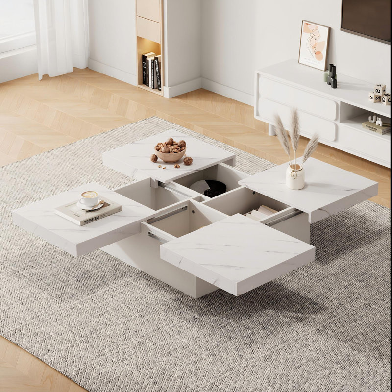 Coffee Table with Storage, White