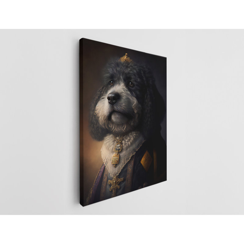 Chien impérial sur toile, H 24 po x l 16 po x P 1 po
