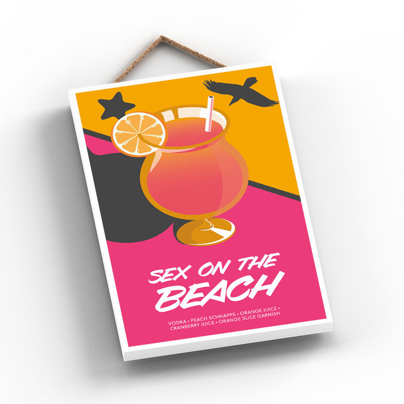 Cocktails Wooden Hanging Plaque