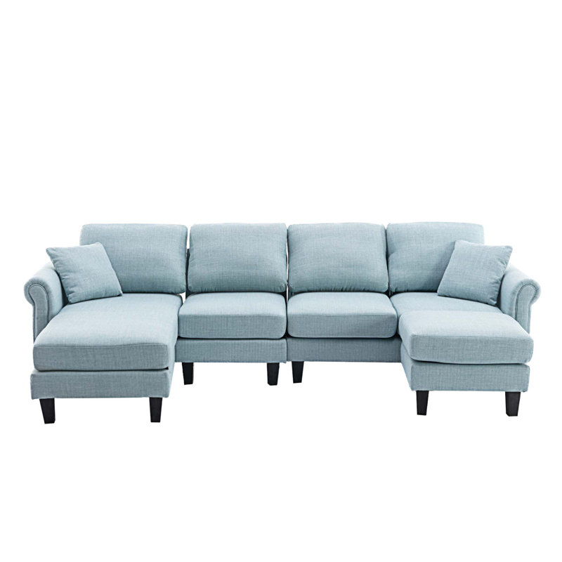 Canapés modulaires rembourrés 3 pièces Aindrea, Polyester Light Blue