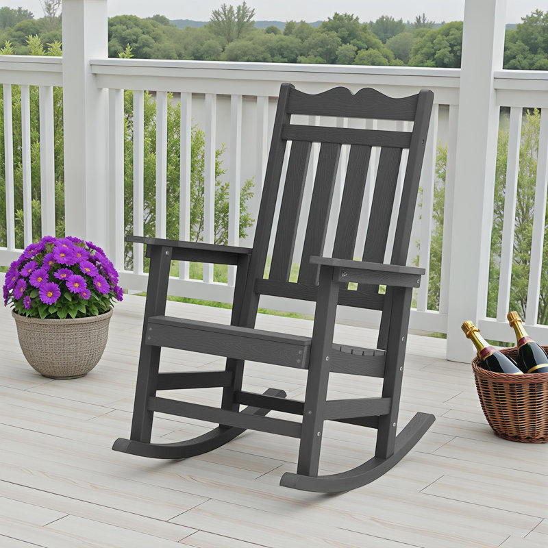 Chaise Adirondack berçante en plastique Anick, Gris anthracite