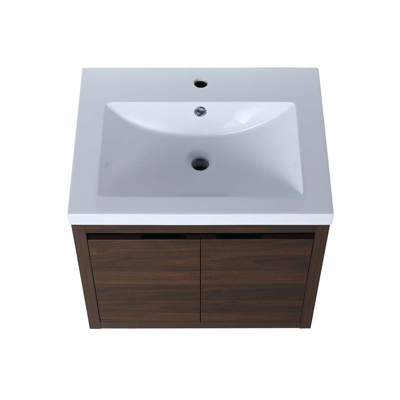 Meuble-lavabo simple 23,6 po avec plateau Vojin, Noyer de Californie