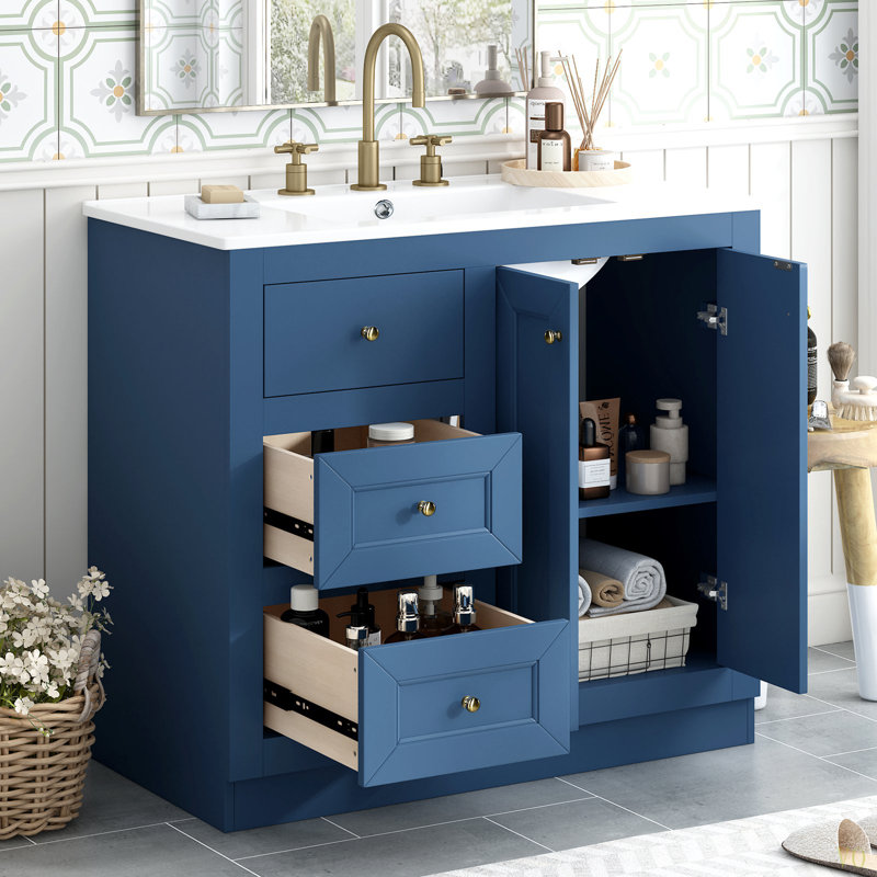 Meuble-lavabo autoportant de 36 po avec lavabo en céramique