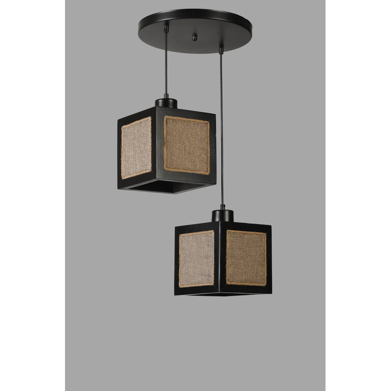 Chandle Chandelier, Rattan/Black