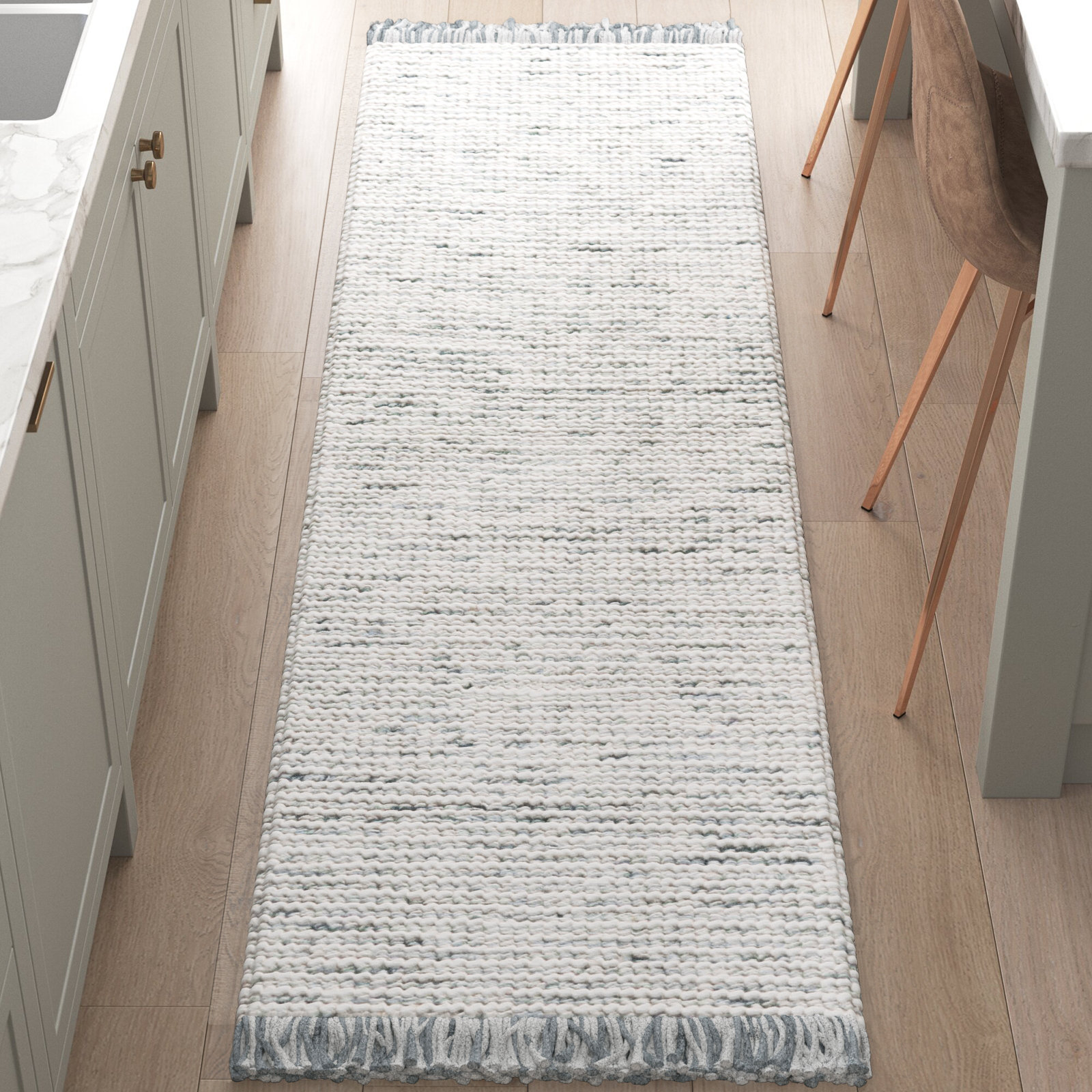Kata Sage Ivory Geometric Rug, Runner 2'3" x 8'