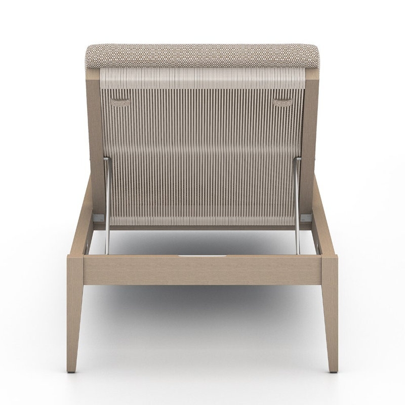 Sherwood Outdoor Teak Chaise Lounge, Faye Sand, Washed Brown/Gray