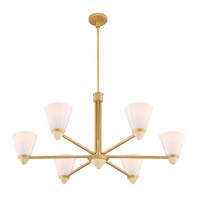 Lustre 6 lumières en laiton chaud Savoy House Kohlman