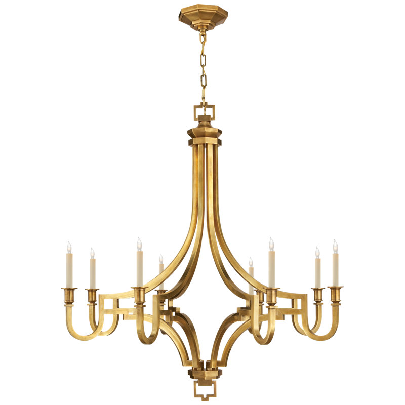 Chapman & Myers Mykonos Chandelier, Antique-Burnished Brass, 38.75" H x 37" W x 37" D