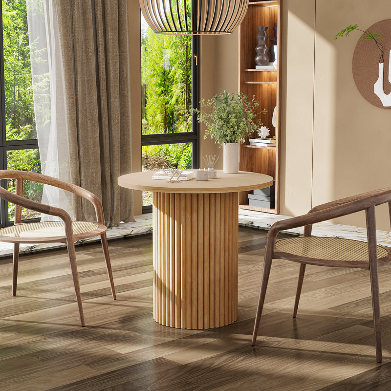 Round Solid Wood Base Dining Table for 1-4, 31.5" W x 31.5" L