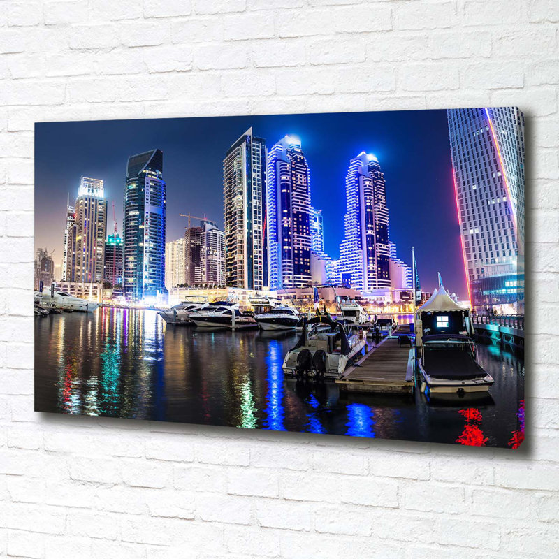 Dubai At Night - Wrapped Canvas Print