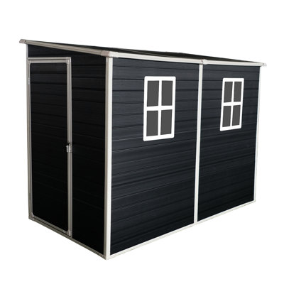 Remise d'extérieur noire 8 pi x 4 pi avec plancher Verrouillable, imperméable. -. Ventilation pour cour, pelouse, patio, rangement, pelouse. - - -