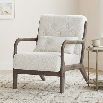 Fareham 25.79'' Wide Tufted Velvet / Faux Leather Armchair