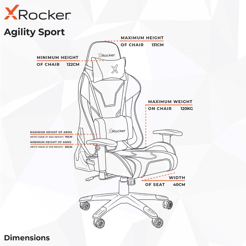 X Rocker Agility Esports Gaming Chair, Orange