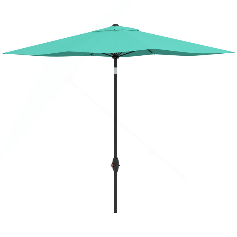 Parasol de marché d'extérieur de 6,5 pi x 10 pi avec manivelle et inclinaison à bouton-poussoir Outsunny, Vert