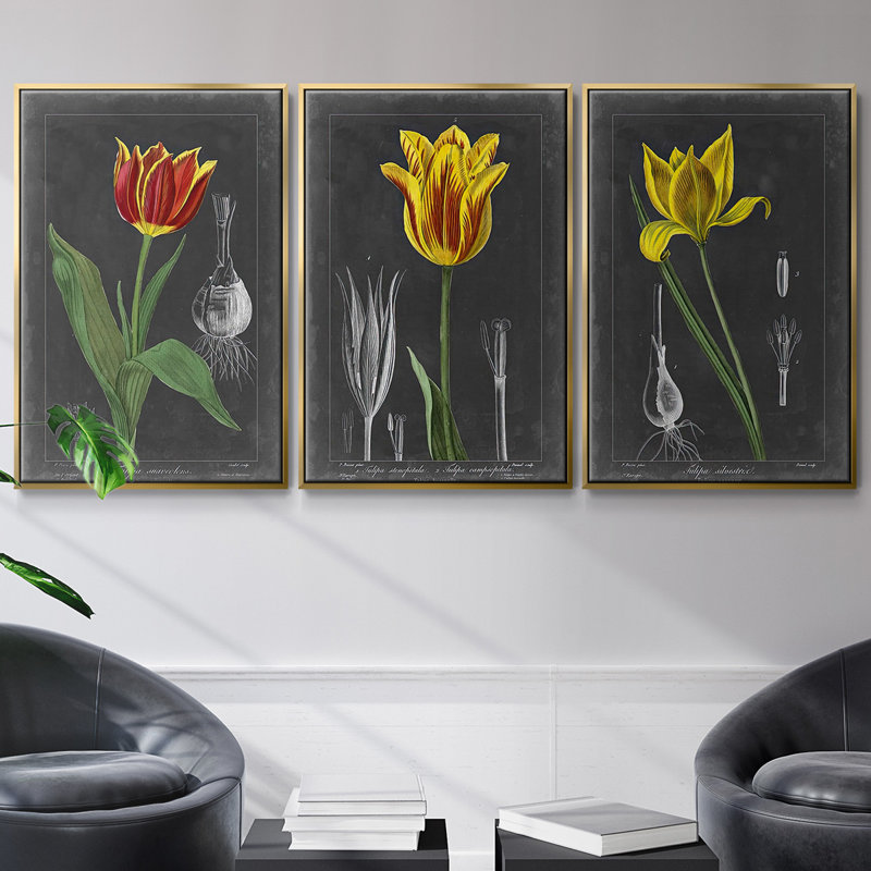 Ensemble de 3 pièces Melon Litme I encadré sur toile, Or, H 27 po x l 54 po