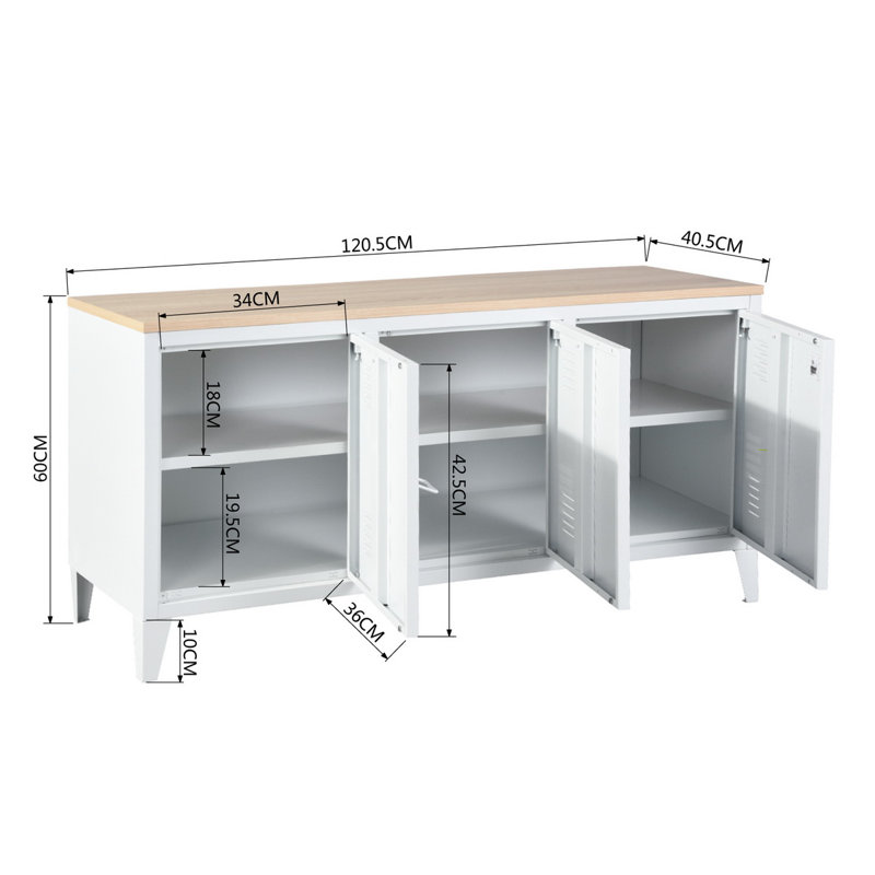 Coutee Unfinished Sideboard with Fireplace Included, White/Natural, 120cm