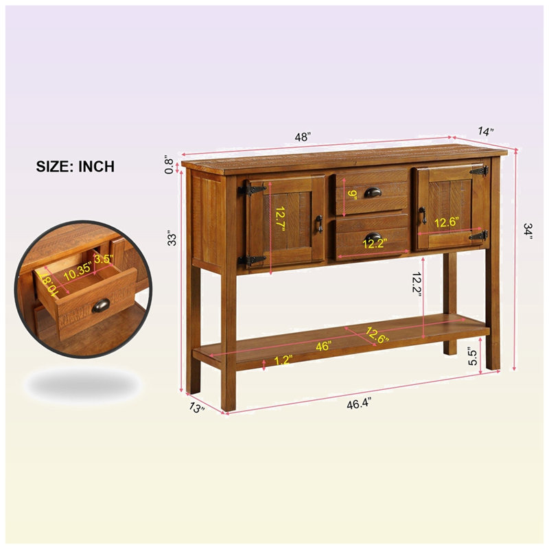 Console en bois massif 48 po Eucptus, Brun