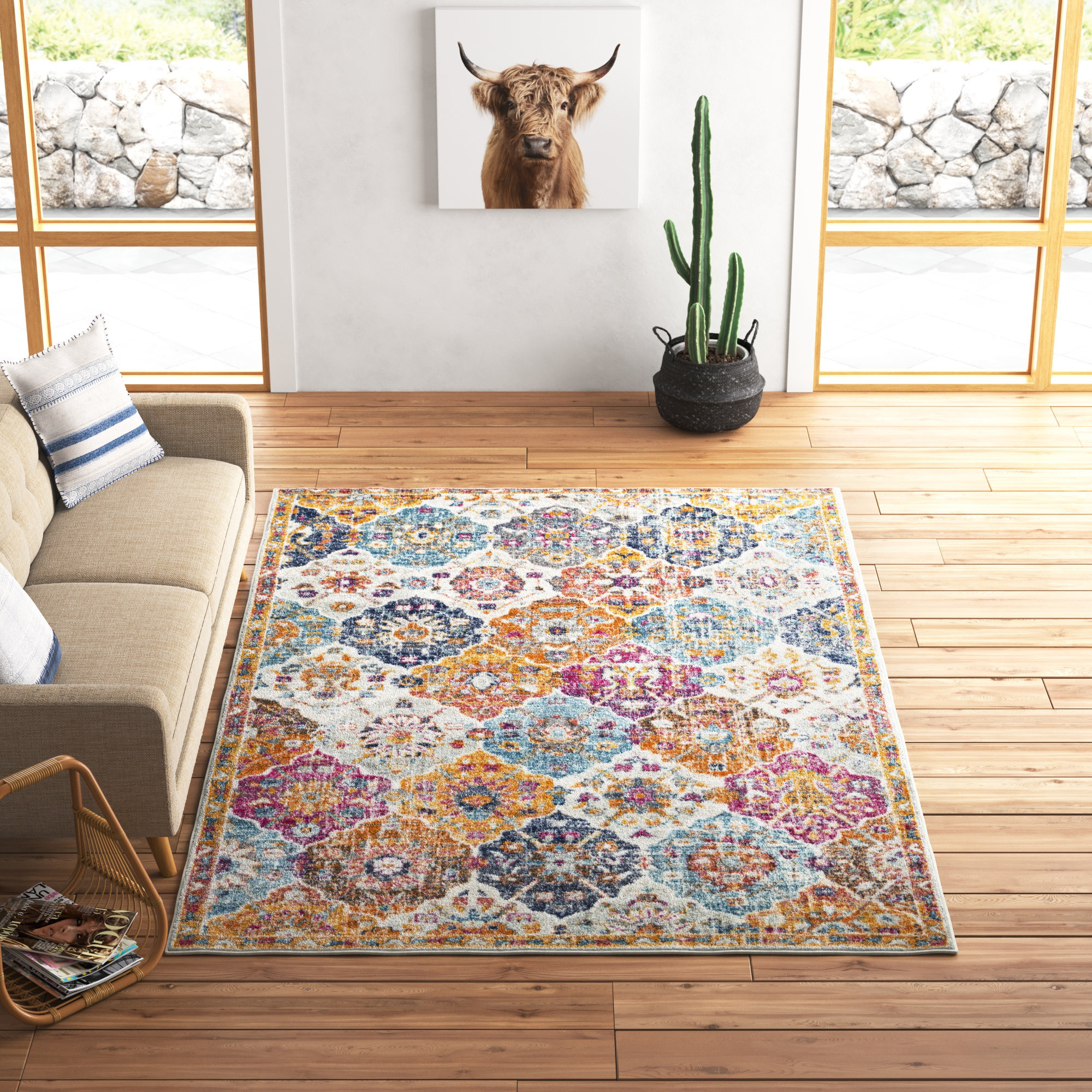 Mistana™ Hillsby Oriental Saffron/Burnt Area Rug