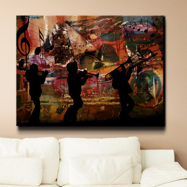 « jazz trio » par ready2hangart™-reproduction d’impression sur toile tendue