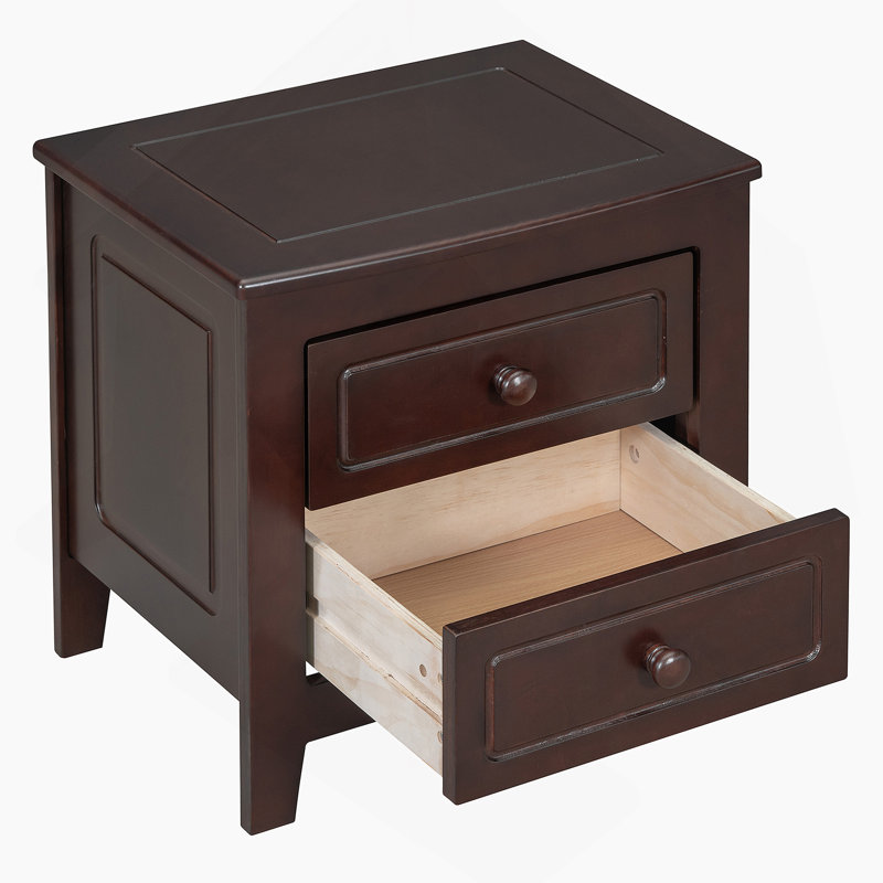 Ensemble de chambre à coucher 3 pièces Yareli, lit plateforme double en bois et deux tables de chevet, Beige