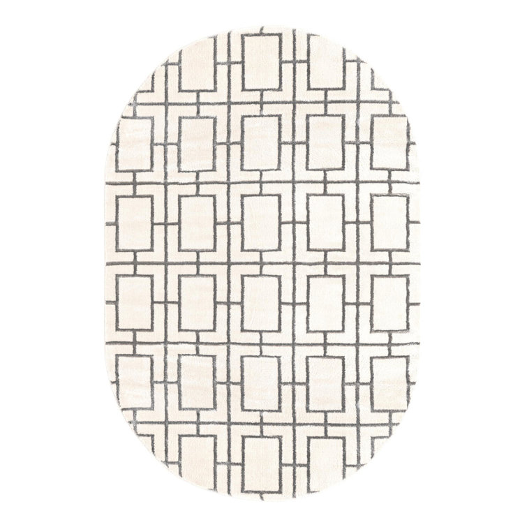 Glam Geometric White Silver Area Rug
