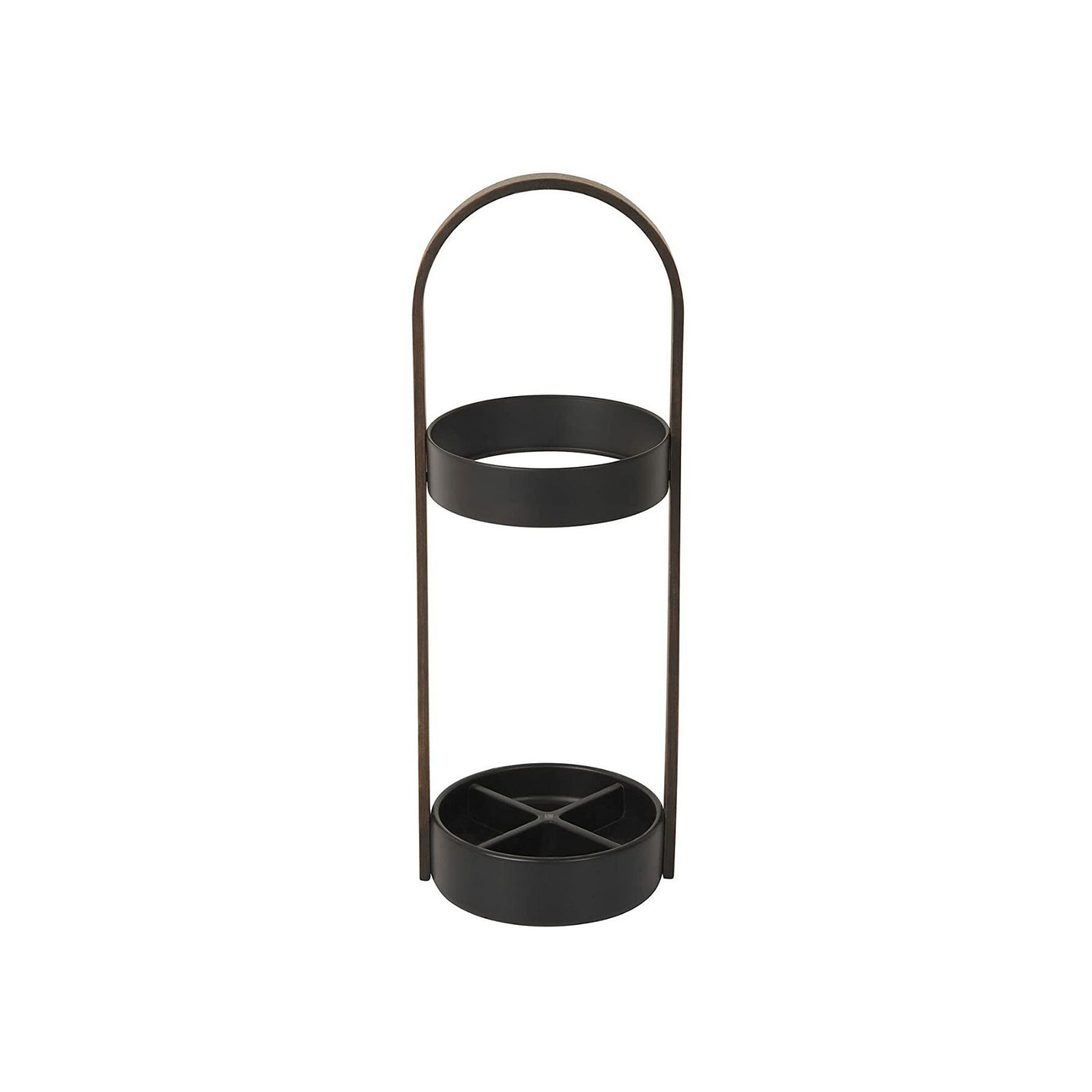 Akyah Freestanding Umbrella Stand, Black/Walnut