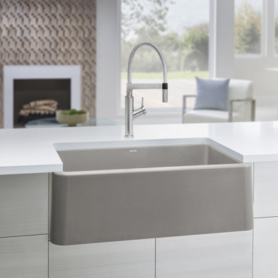 Ikon SILGRANIT 33" Single Bowl Apron-Front Farmhouse Sink - Truffle