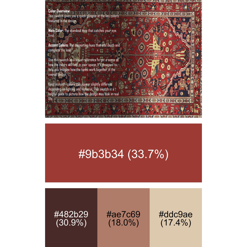 Tapis traditionnel rouge / noir, Rectangle 5 pi x 7 pi