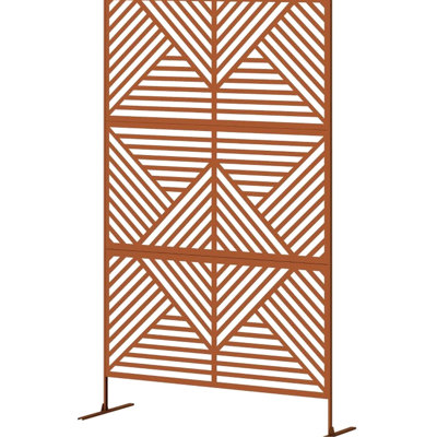 Écran d'intimité décoratif en métal - Treillis extérieur pour lierre, paravent, style losange brun, structure en acier, l 48 po x P 17,7 po H 78 po, treillis de patio facile à monter, acier, livré avec vis d'expansion