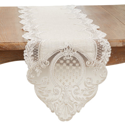 Elegant Embroidered Lace Table Runner