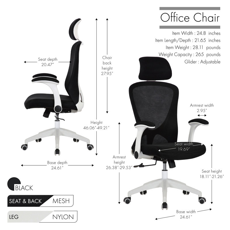 Kjeld Mesh Office Chair with Headrest, Black