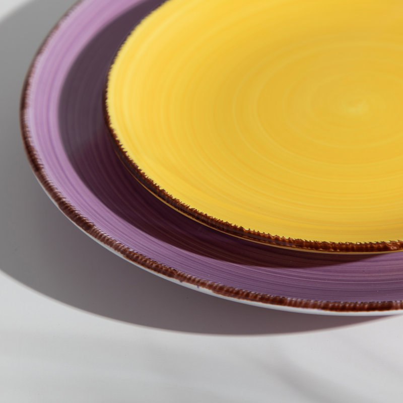 18-Piece Colourful Hand-Painted Dot Motif Dinnerware Set for 6, Terracotta Ceramic Plates & Soup Bowls, Boho Tableware